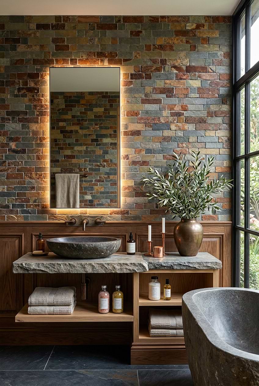 Rustic Slate Bathroom Accent Wall BA1063