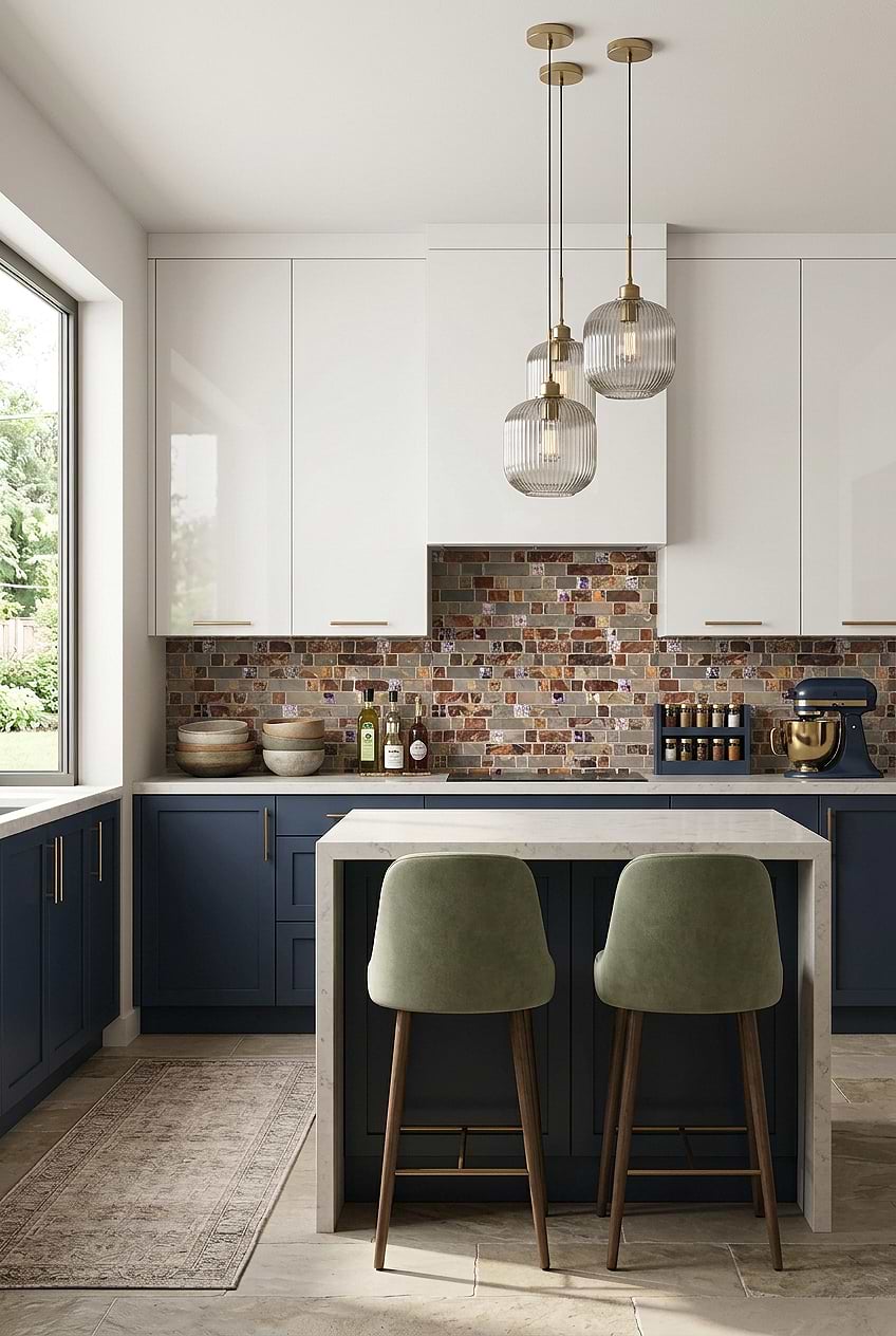 Rustic Slate Glass Mixed Subway Backsplash BA1026