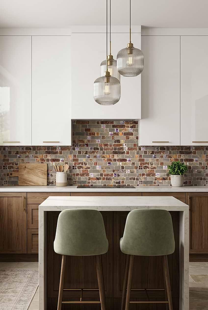Rustic Slate Glass Subway Backsplash BA1026