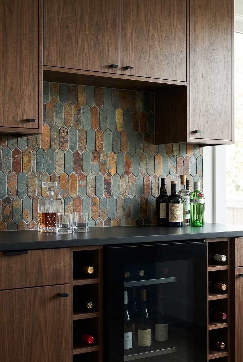 Rustic Slate Picket Bar Backsplash BA1066