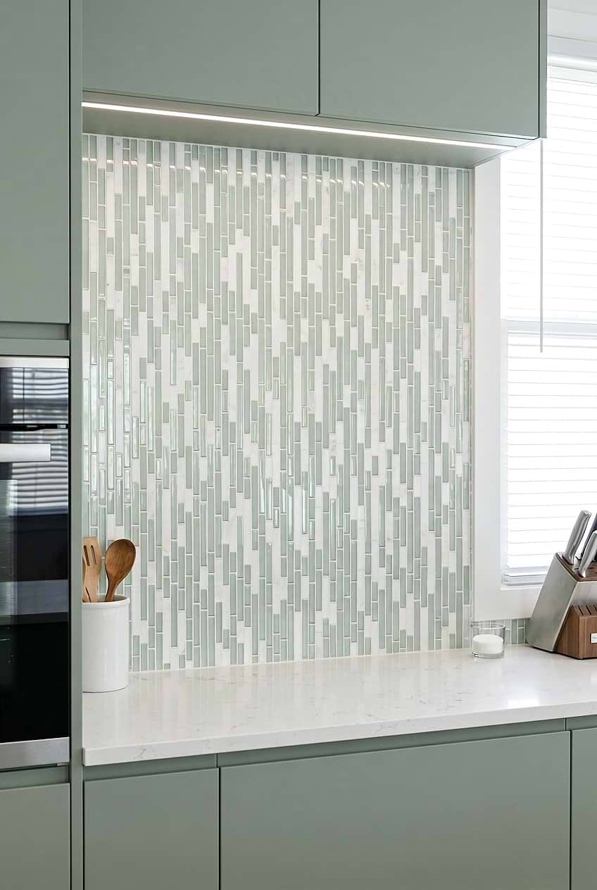 Sea Green Glass Marble Linear Backsplash BA1205