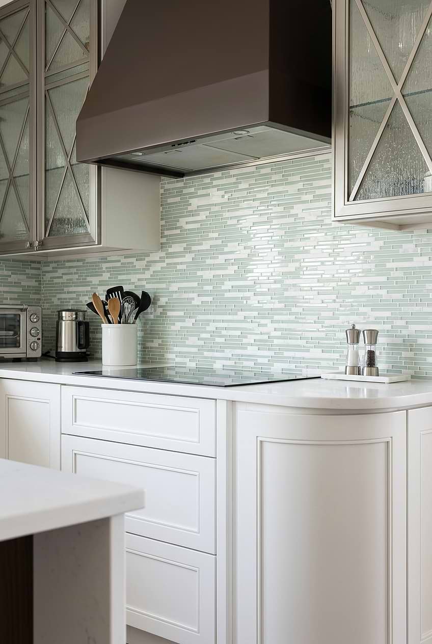 Sea Green Linear Mosaic Backsplash BA1205