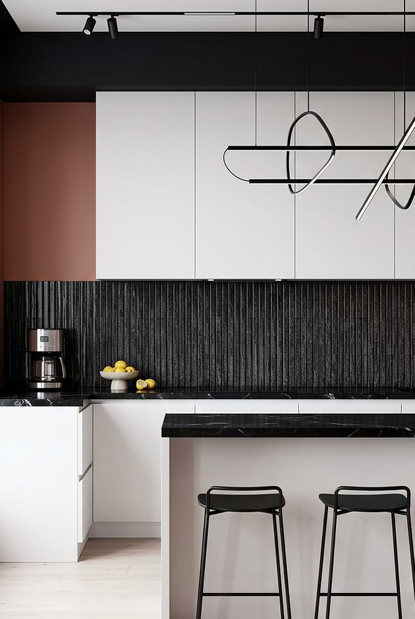 Shimmery Black Glass Vertical Backsplash BA8021