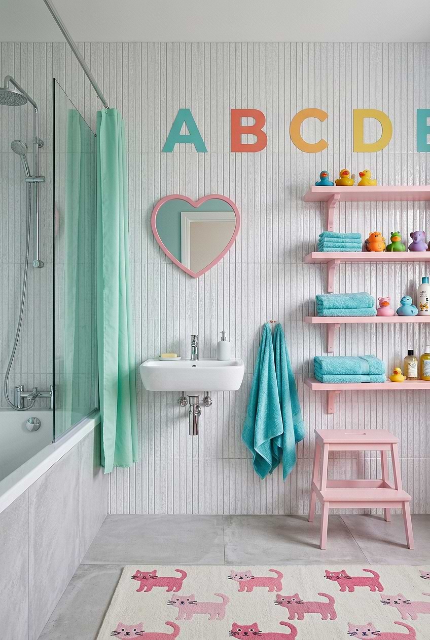 Shimmery White Glass Wall Tile for Girls Bathroom BA8022