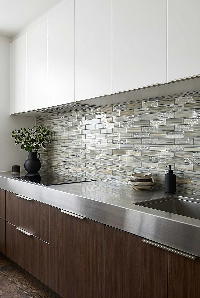 Stainless Steel Countertop Glass Backsplash BA5565