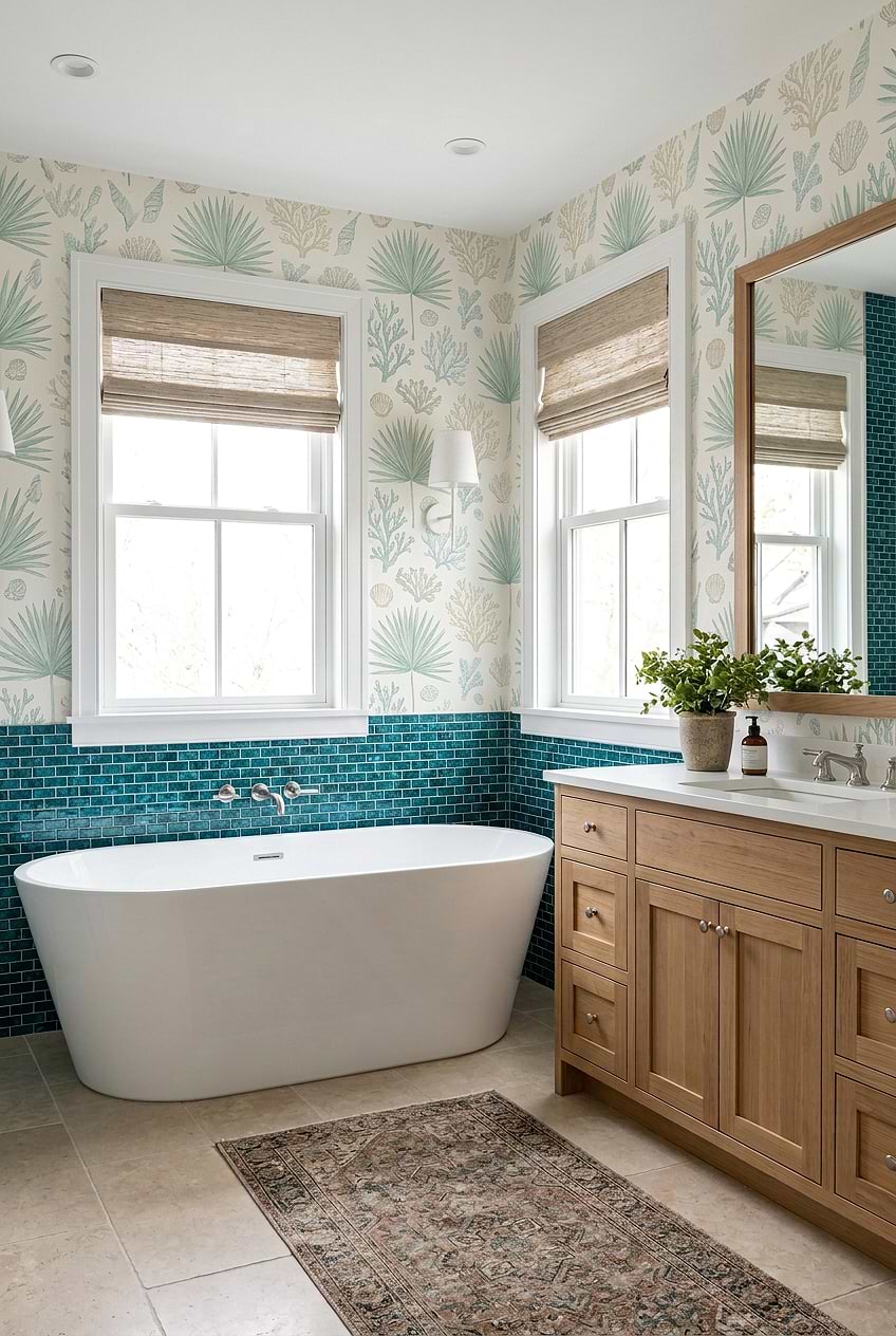 Teal Blue Glass Mosaic Bathroom Wall Tile BA5517