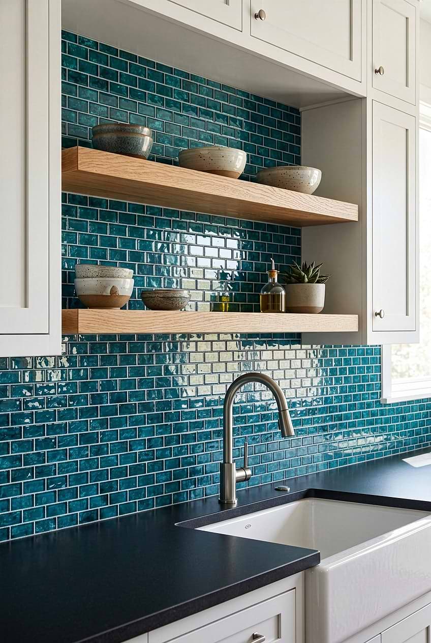 Teal Blue Glass Subway Kitchen Backsplash BA5517 blog Teal Blue Glass Subway Kitchen Backsplash BA5517