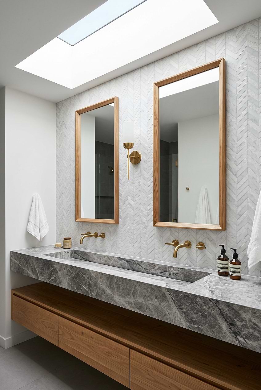Textured White Chevron Marble Backsplash BA631613