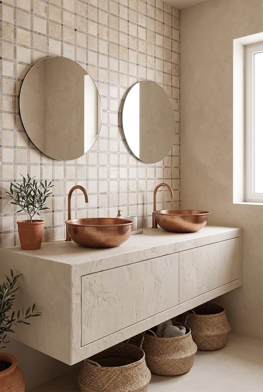 Travertine Glass Mosaic Bathroom Wall Tile BA1029