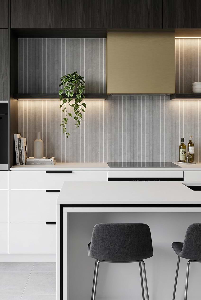 Vertical Gray Porcelain Modern Kitchen Backsplash BA4503