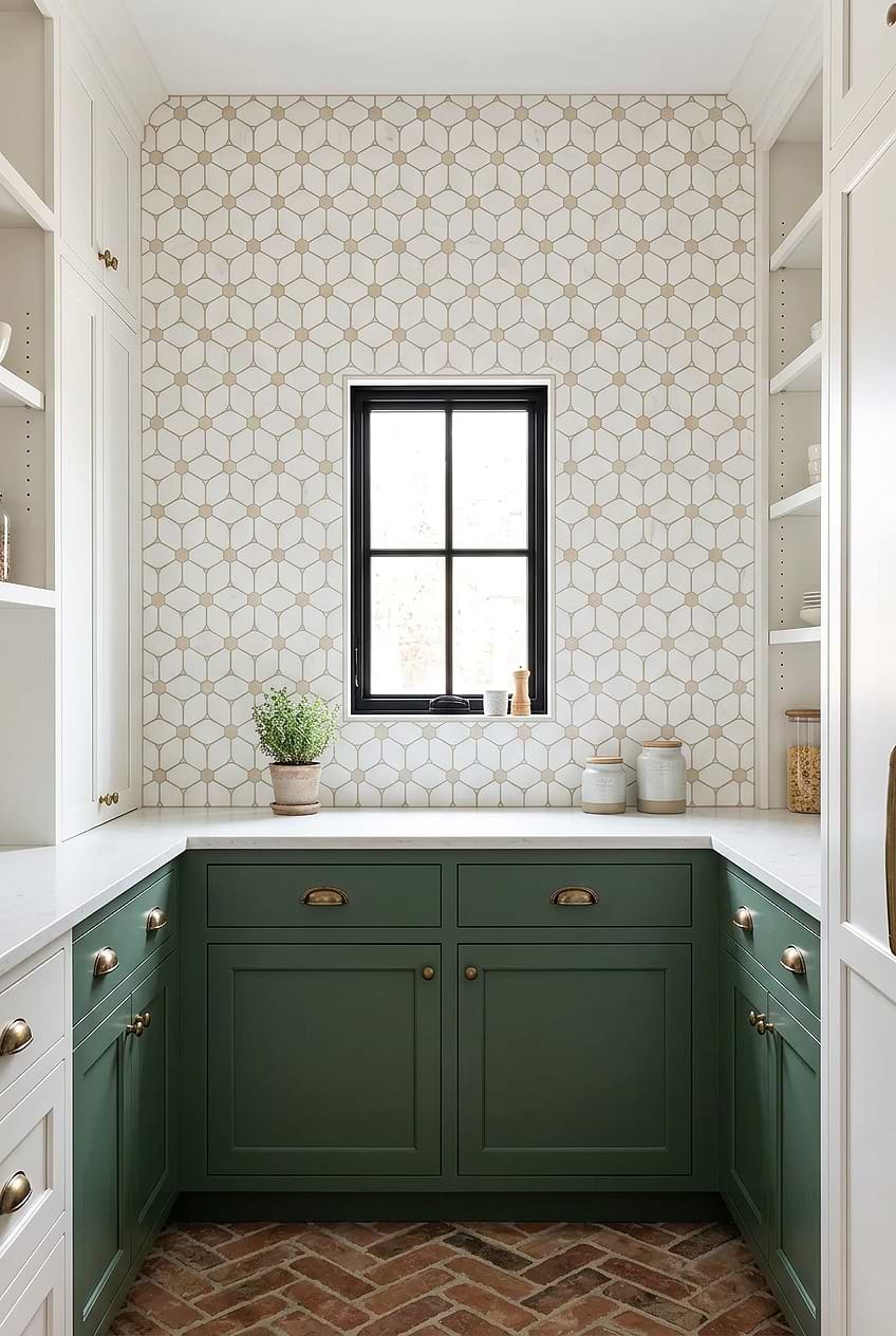White Beige Marble Mosaic Tile Pantry BA6310
