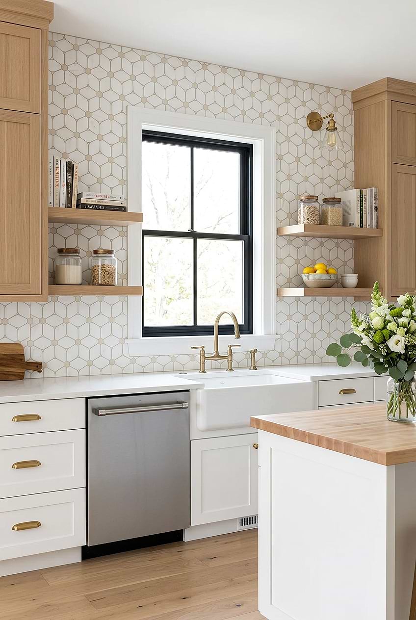 White Beige Marble Window Backsplash BA6310