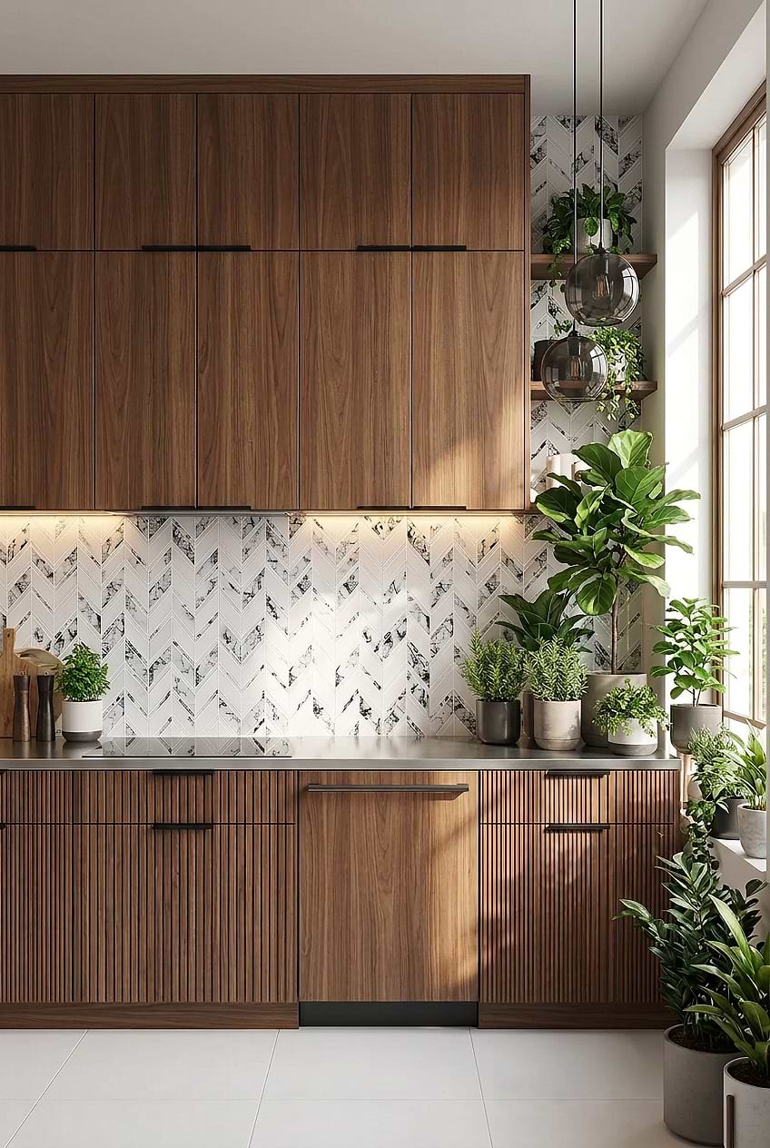 White Chevron Glass Mosaic for Wood Cabinets BA5506