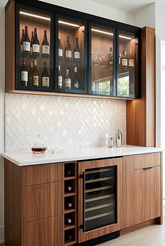 White Glass Diamond Bar Backsplash BA6706