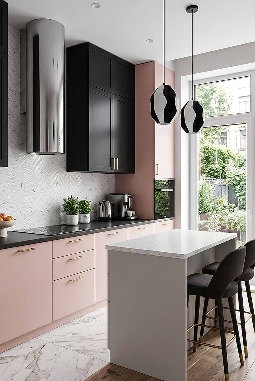 White Glass Herringbone Marble Look Backsplash BA5503