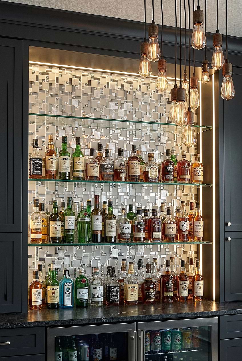 White Glass Metal Bar Mosaic Tile BA1138