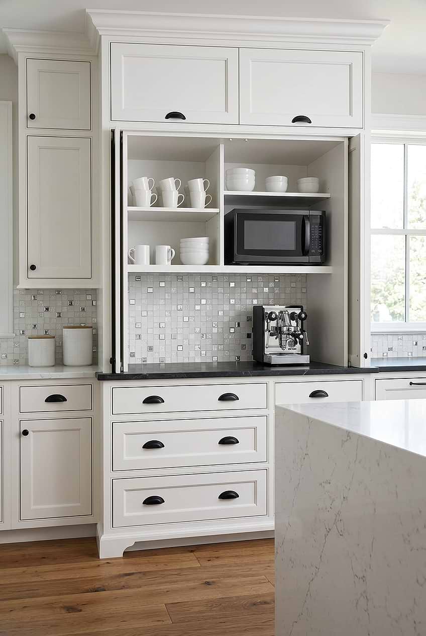 White Glass Metal Coffee Bar Mosaic BA1183