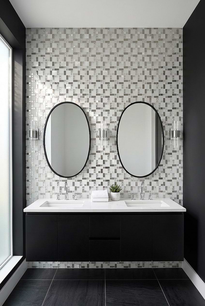 White Glass Metal Mosaic Bathroom Wall BA1138 White Glass Metal Mosaic Bathroom Wall BA1138