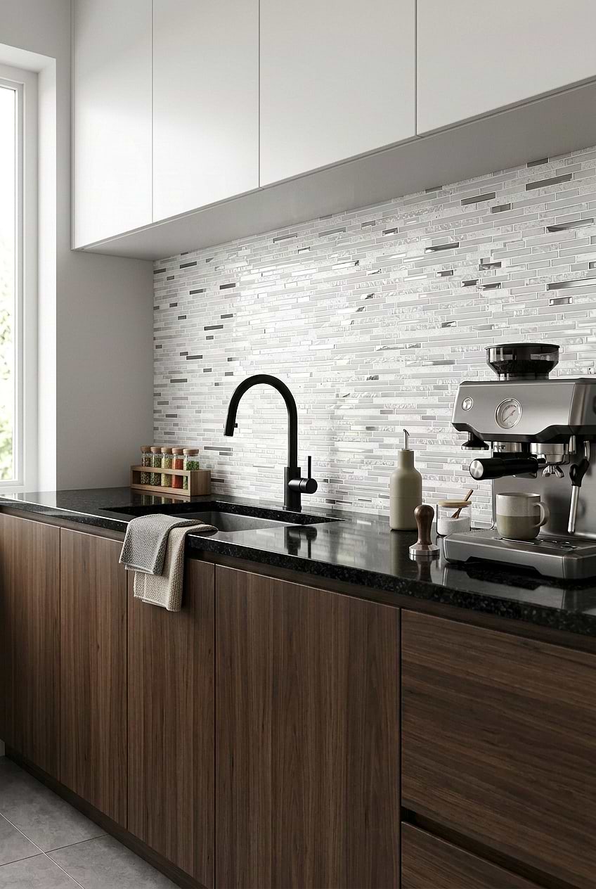 White Glass Quartz Linear Mosaic BA62038 White Glass Quartz Linear Mosaic BA62038