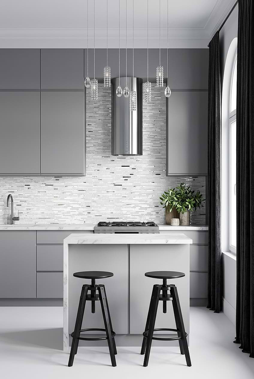 White Glass Quartz Linear Mosaic BA62038