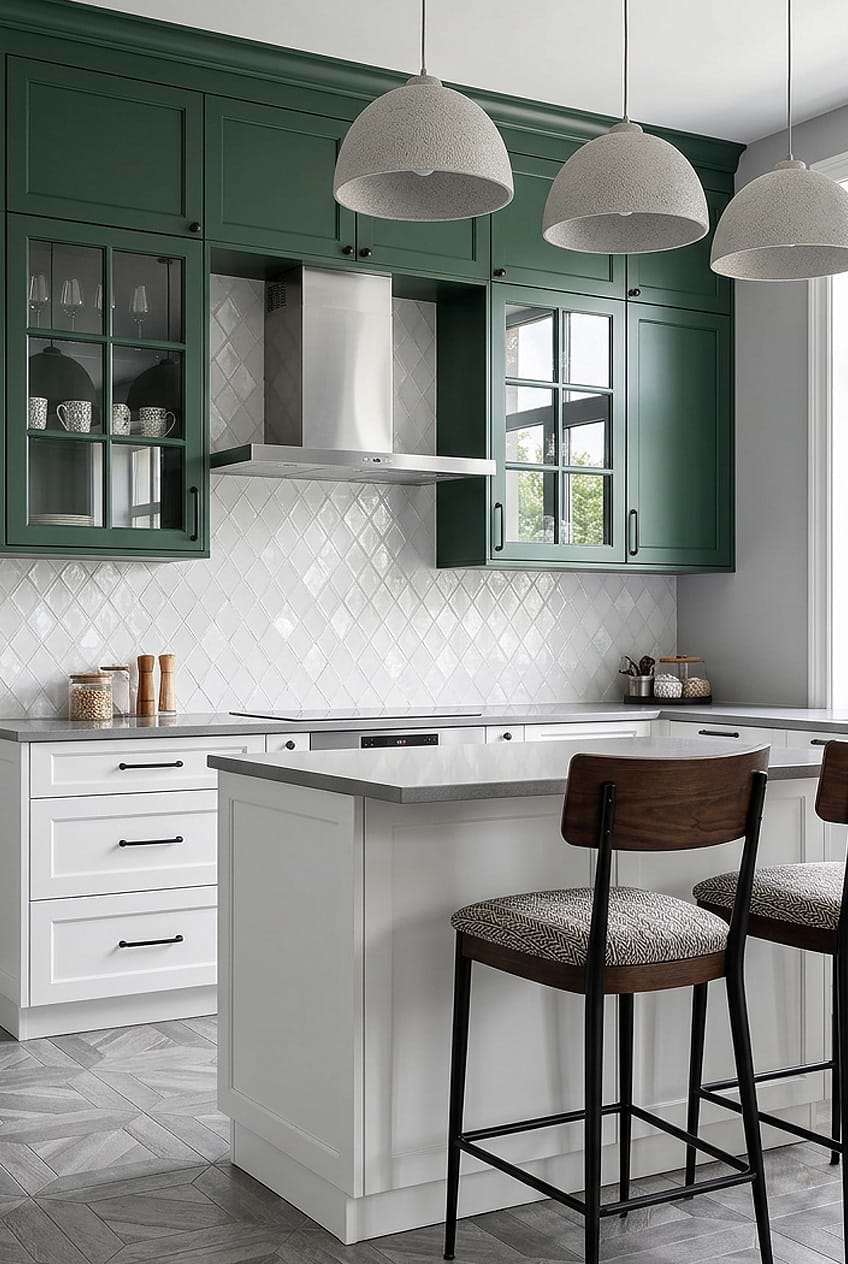 White Glass Shell Diamond Backsplash BA6706