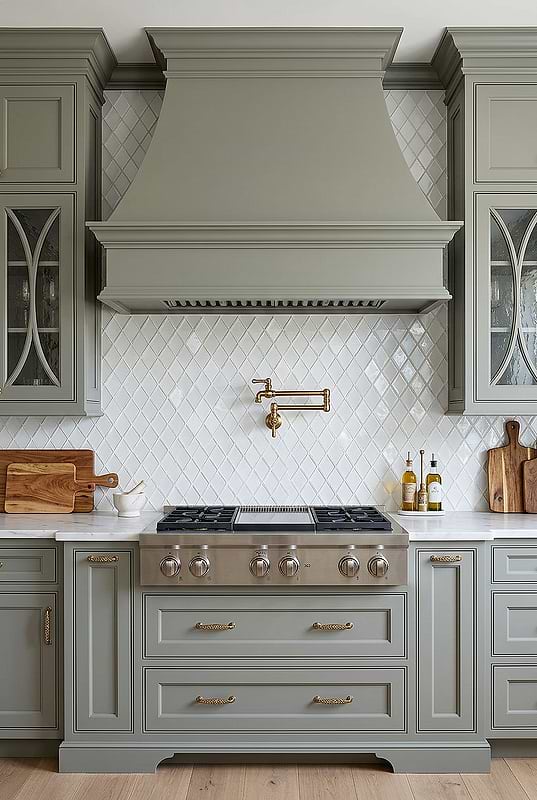White Glass Shell Diamond Kitchen Backsplash BA6706
