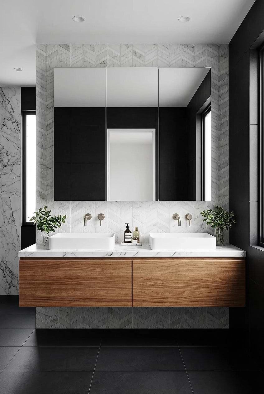 White Gray Chevron Marble Bathroom Tile BA6311 White Gray Chevron Marble Bathroom Tile BA6311