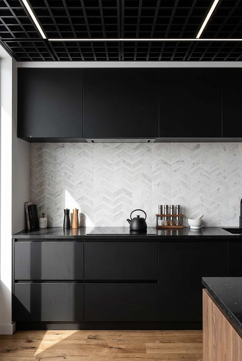 White Gray Gold Chevron Marble Kitchen Tile BA6311