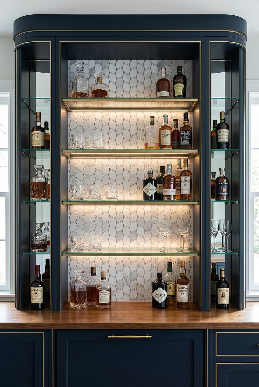 White Gray Marble Leaf Bar Backsplash BA6316
