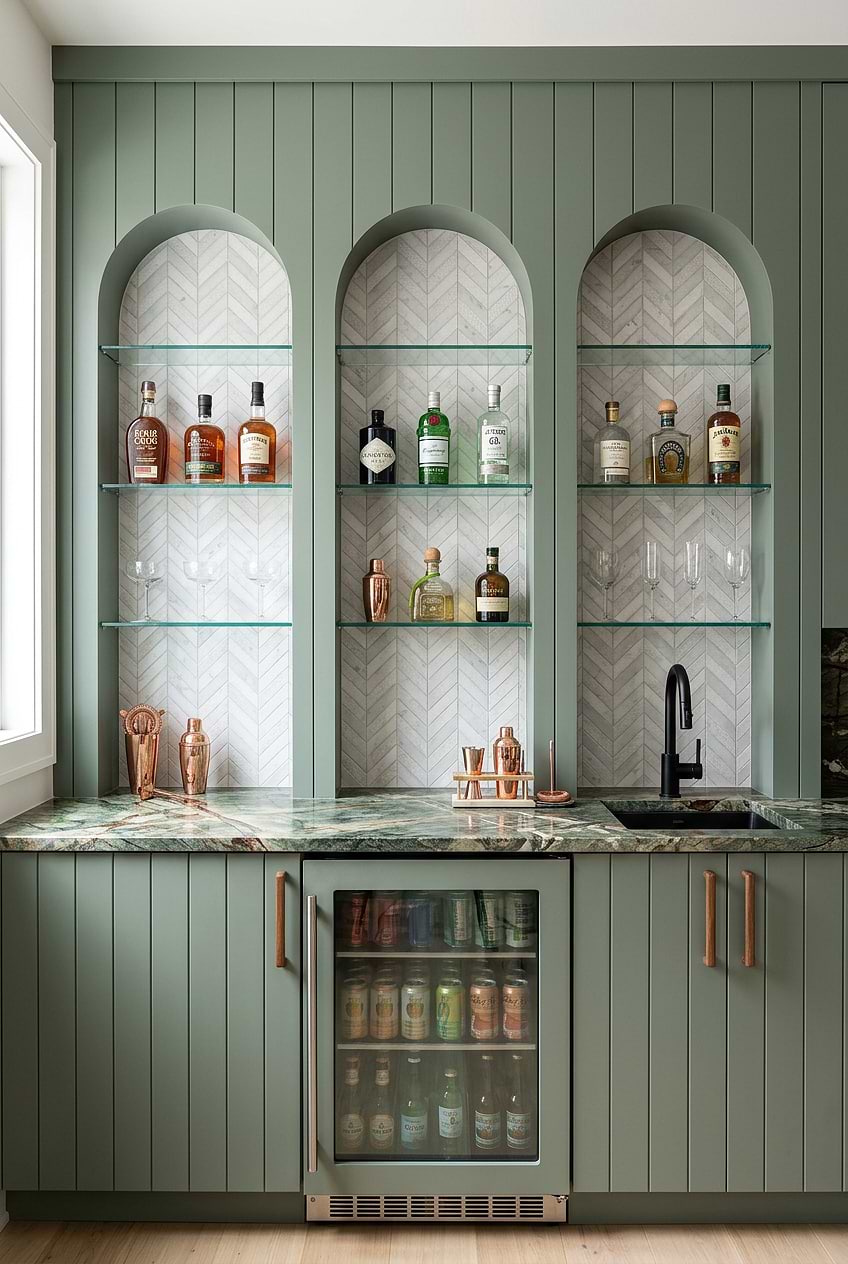 White Marble Chevron Bar Backsplash BA631613