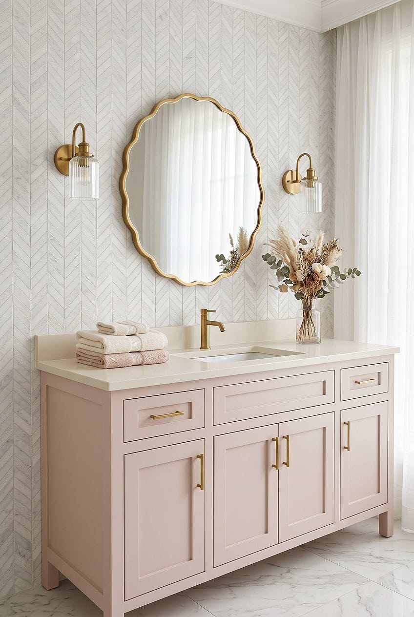 White Marble Chevron Bathroom Tile BA631613