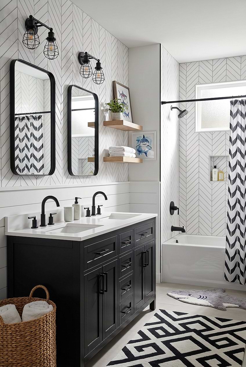 White Marble Chevron Bathroom Tile BA6322