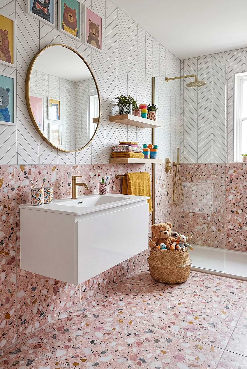 White Marble Chevron Bathroom Wall Tile BA6322