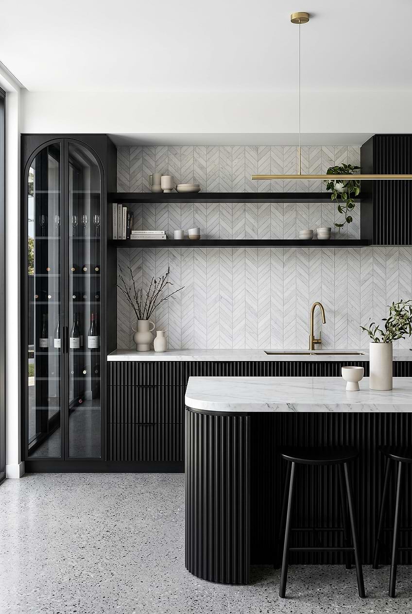 White Marble Chevron Modern Kitchen Tile BA631613