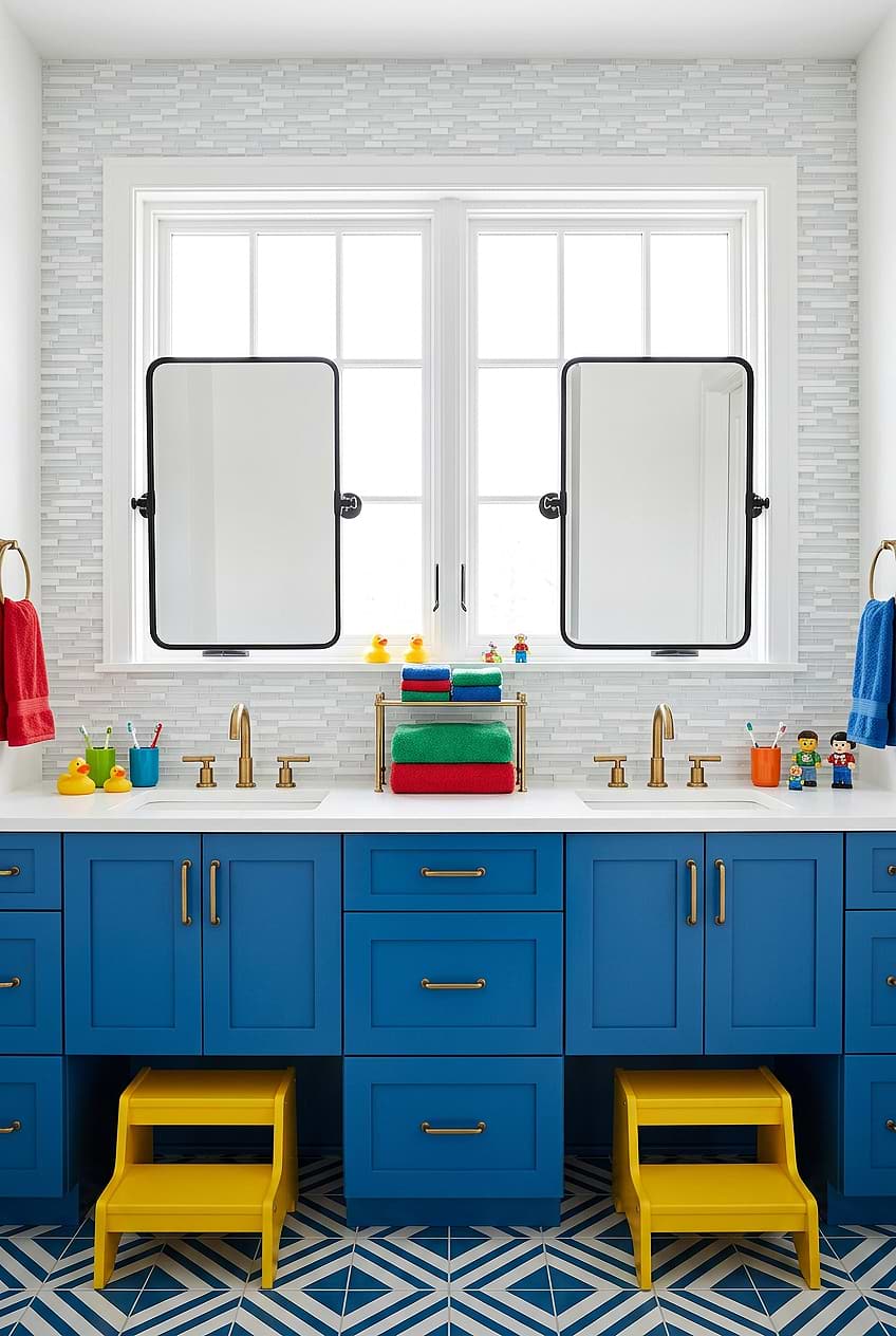 White Marble Glass Blue Bathroom Tile BA1012