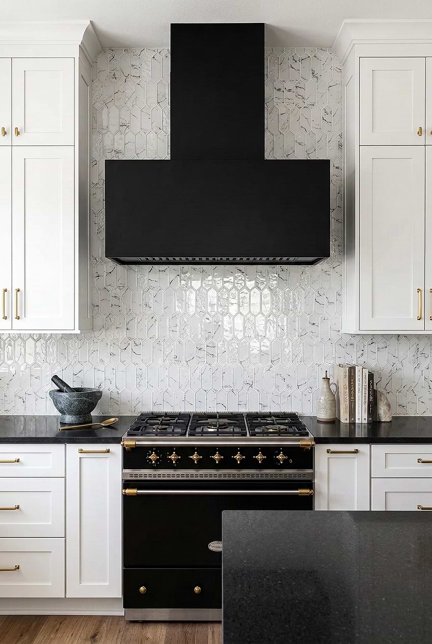 White Marble Glass Picket Kitchen Backsplash BA5504 White Marble Glass Picket Kitchen Backsplash BA5504