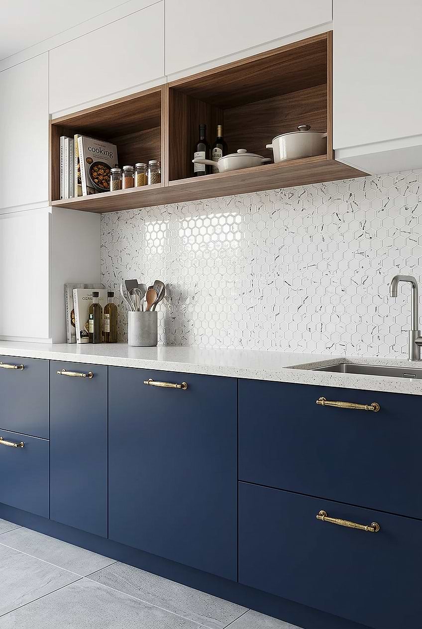 White Marble Look Hexagon Glass Backsplash BA5509