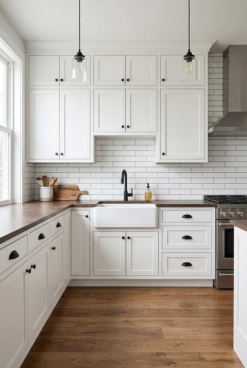 White Marble Subway Farmhouse Kitchen BA6306