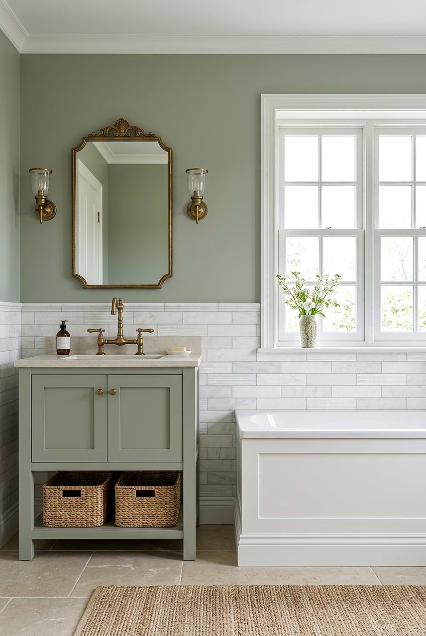 White Marble Subway Sage Bathroom Tile BA8035 White Marble Subway Sage Bathroom Tile BA8035