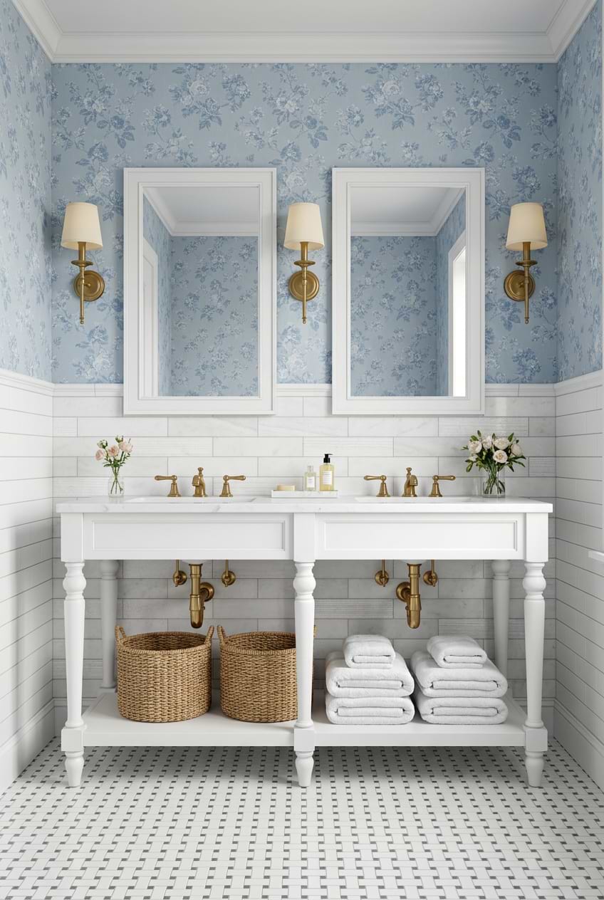 White Marble Subway Tile Bathroom Wainscoting BA8035