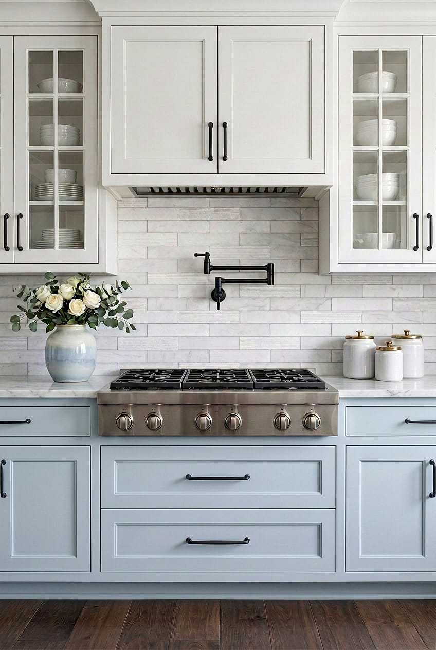 White Marble Subway Transitional Kitchen Tile BA8035