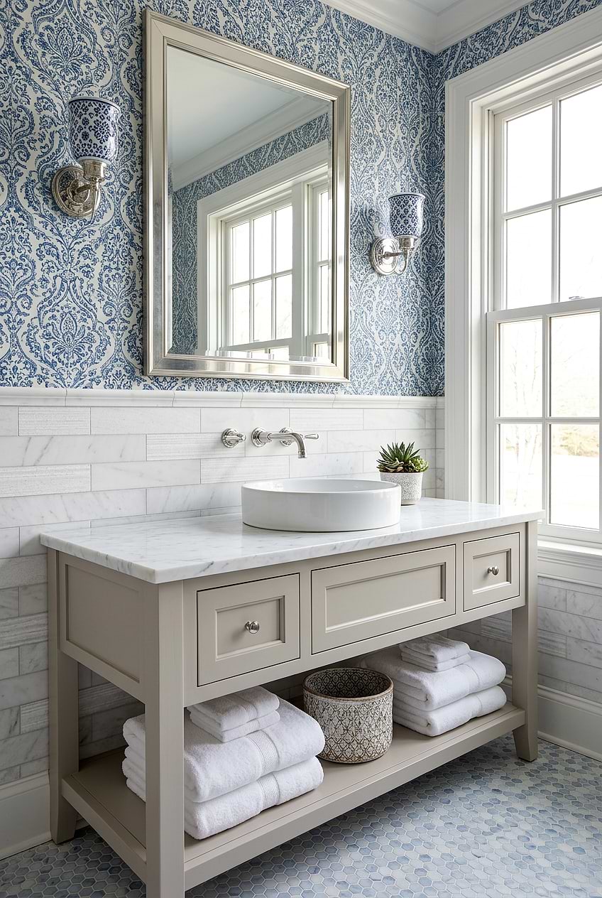 White Marble Subway Vanity Backsplash Tile BA8035