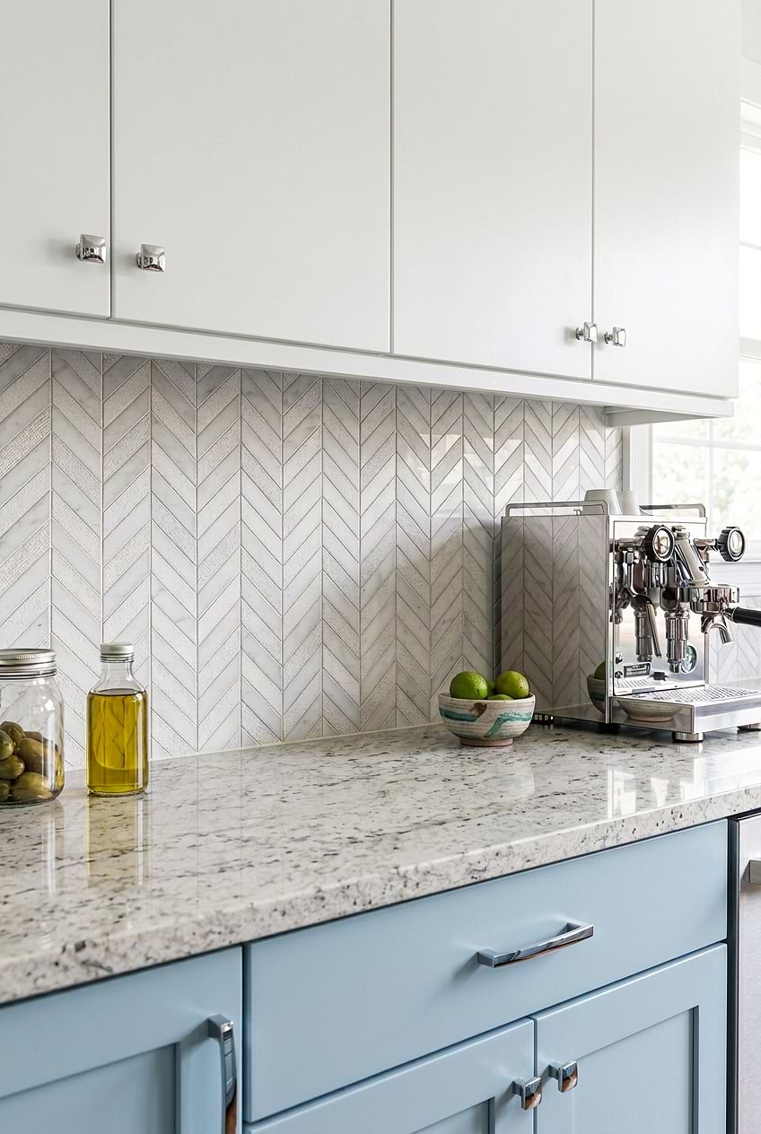 White Marble Textured Chevron Backsplash BA631613 White Marble Textured Chevron Backsplash BA631613