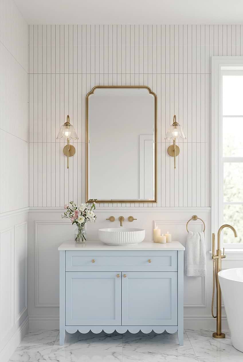White Marble Vertical Bathroom Tile BA1078