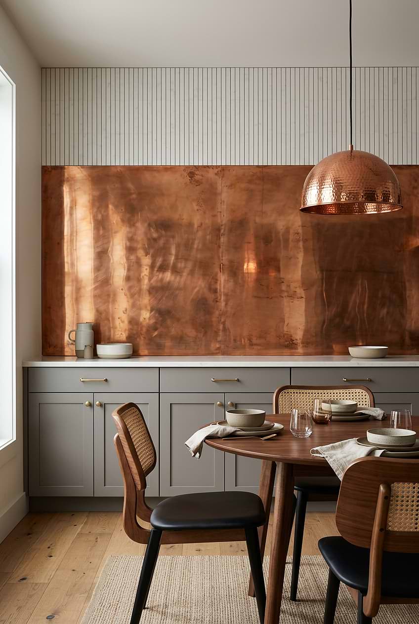 White Marble Vertical Mosaic Tile Copper Sheet BA1078