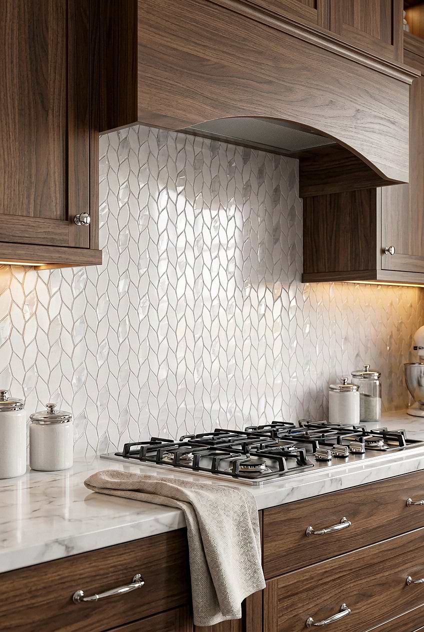 White Mother Pearl Marble Mosaic BA7005