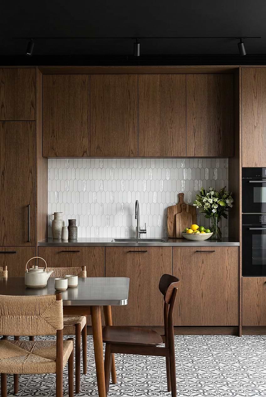 White Pearl Picket Tile for Wood Kitchen BA6701
