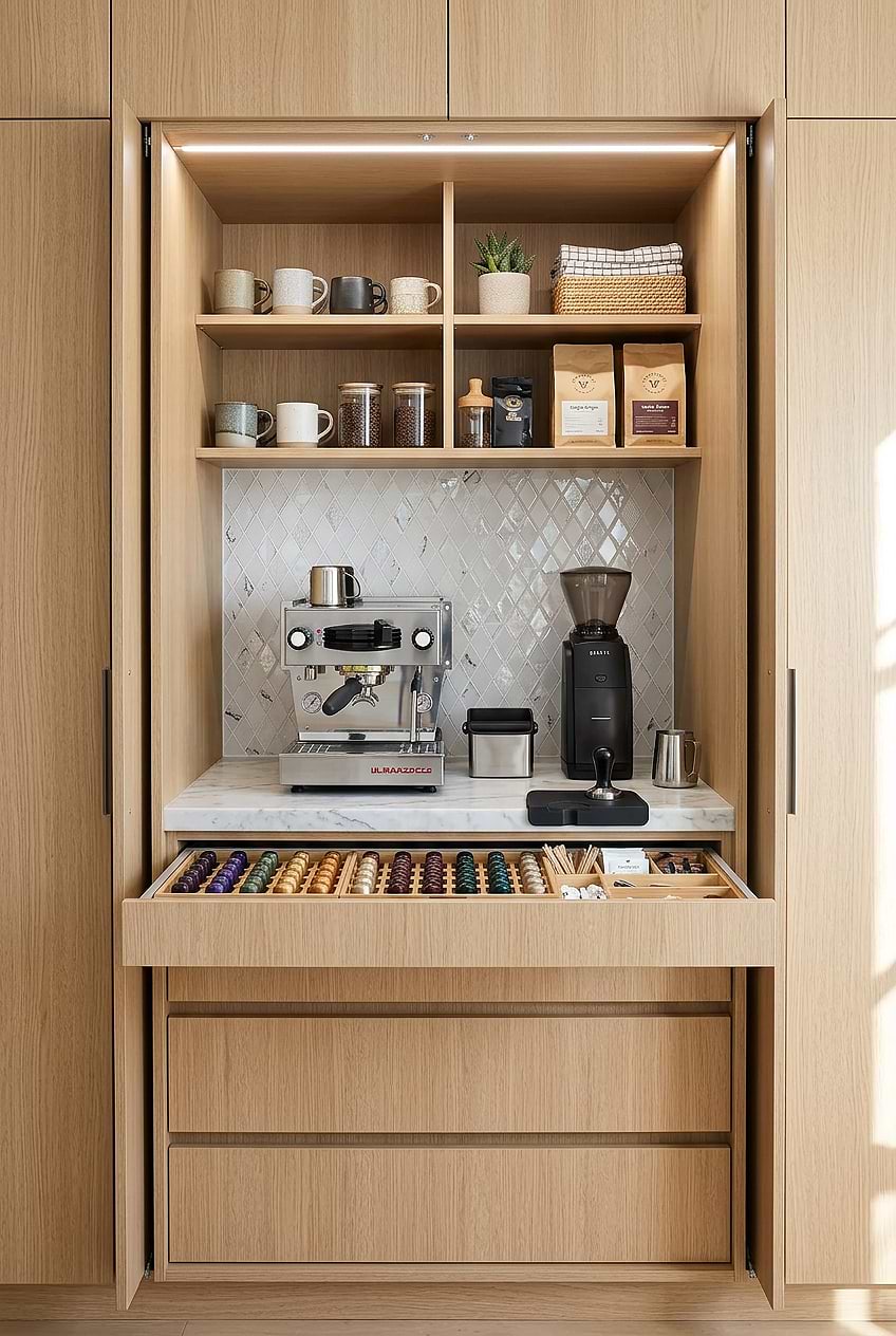 White Rhomboid Glass Coffee Bar Backsplash BA5502