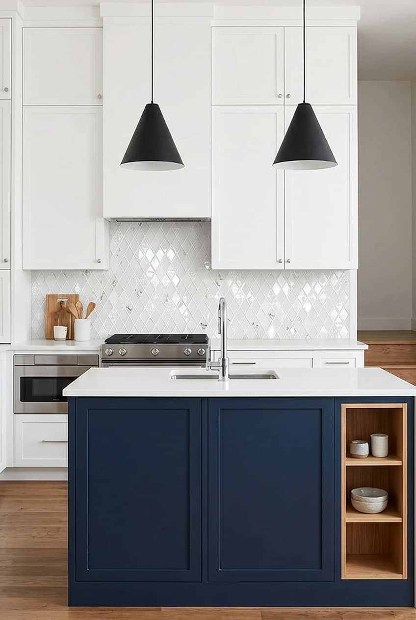White Rhomboid Glass Kitchen Backsplash BA5502