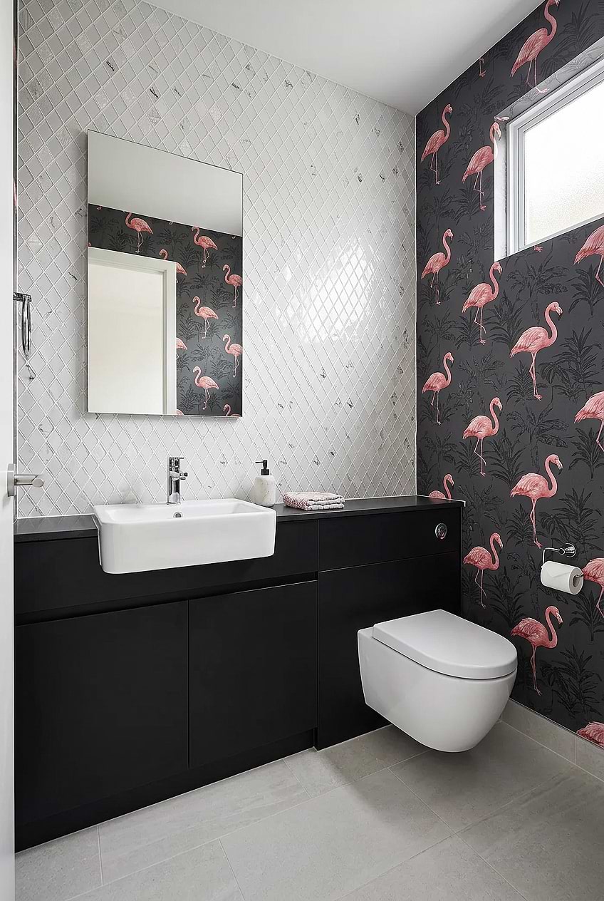White Rhomboid Glass Mosaic Bathroom Backsplash BA5502